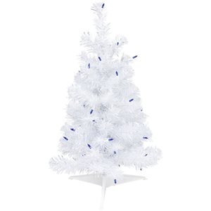 Northlight 2-ft Pre-lit White Iridescent Pine Artificial Christmas Tree - Blue Lights