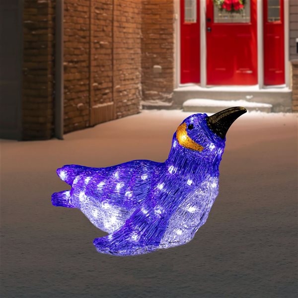 Northlight 16-in LED Commercial Acrylic Swimming Penguin Outdoor Christmas Decor - White Lights