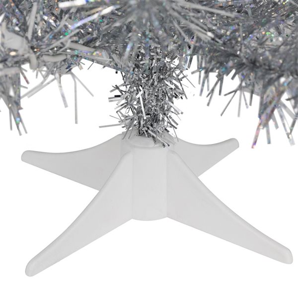 Northlight 2-ft Pre-lit Medium Silver Iridescent Tinsel Pine Artificial Christmas Tree  Clear Lights