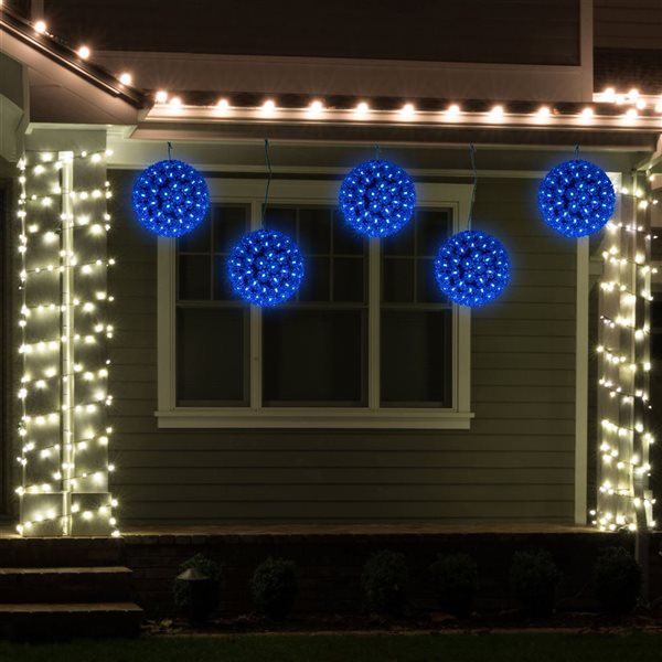 Northlight 7.5-in LED Lighted Hanging Starlight Sphere Outdoor Christmas Decoration - Blue Lights