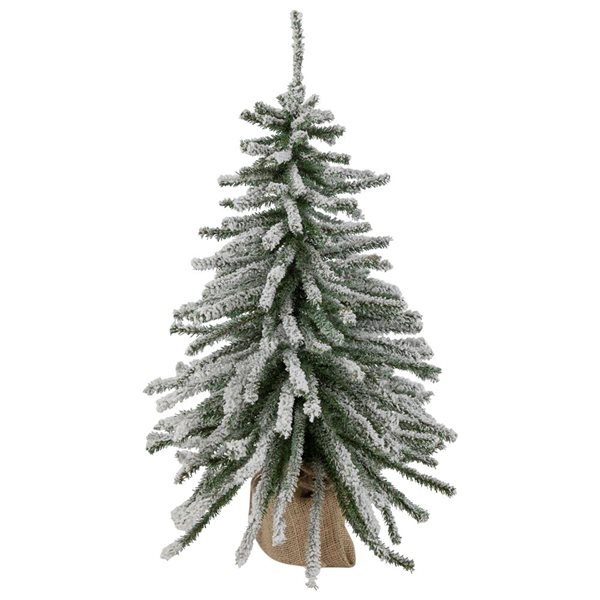Northlight 2-ft Potted Flocked Downswept Mini Village Pine Medium Artificial Christmas Tree - Unlit