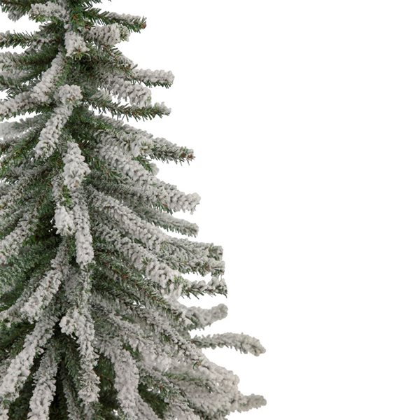 Northlight 2-ft Potted Flocked Downswept Mini Village Pine Medium Artificial Christmas Tree - Unlit