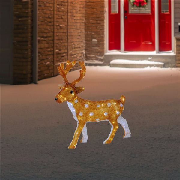 Northlight 24-in LED Commercial Grade Acrylic Mini Reindeer Outdoor Christmas Decor - White Lights