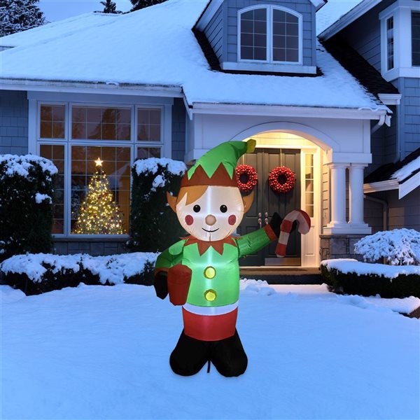 Northlight 4.25-ft Lighted Inflatable Elf Outdoor Christmas Decoration