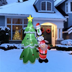 Northlight 8-ft LED Lighted Inflatable Stacked Santa  Snowman and Penguin Outdoor Decoration