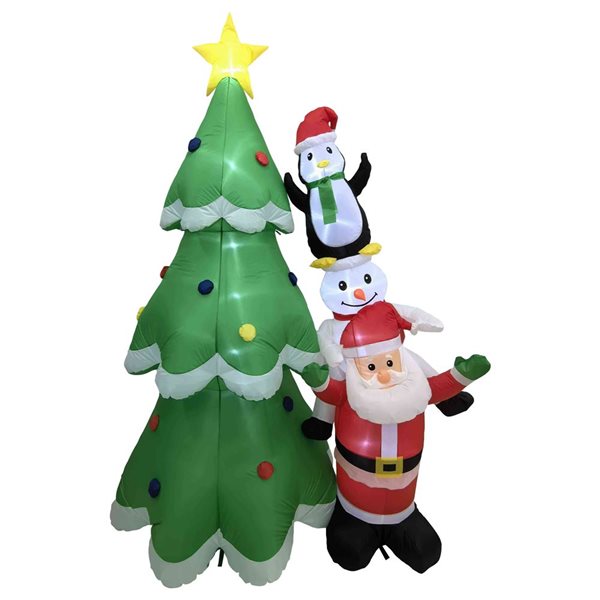 Northlight 8-ft LED Lighted Inflatable Stacked Santa  Snowman and Penguin Outdoor Decoration