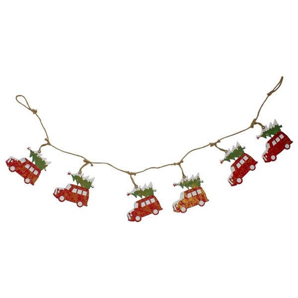 Northlight 55-in Red Vintage Truck with Tree Christmas Garland on Jute Rope