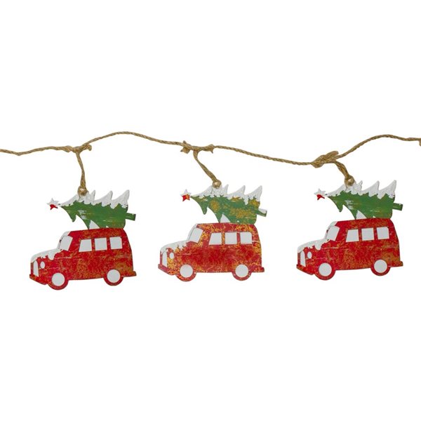 Northlight 55-in Red Vintage Truck with Tree Christmas Garland on Jute Rope