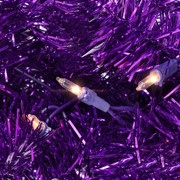 Northlight 2-ft Pre-lit Purple Iridescent Pine Artificial Tinsel Christmas Tree - Clear Lights