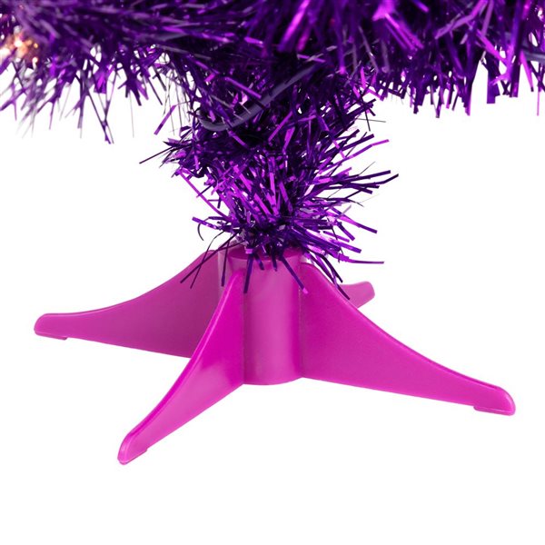 Northlight 2-ft Pre-lit Purple Iridescent Pine Artificial Tinsel Christmas Tree - Clear Lights