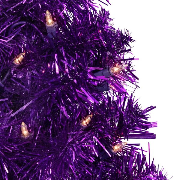 Northlight 2-ft Pre-lit Purple Iridescent Pine Artificial Tinsel Christmas Tree - Clear Lights