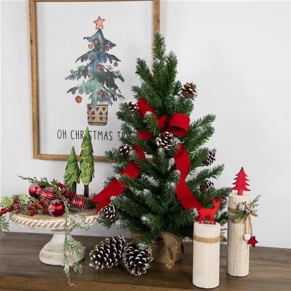 Northlight 24-in Frosted Norway Pine with Pine Cones Medium Artificial Christmas Tree  Unlit