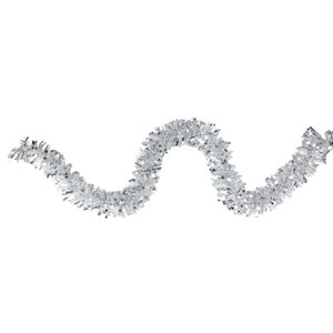 Northlight 12-ft x 3-in Shiny Silver and Snowblush Wide Cut Tinsel Christmas Garland - Unlit