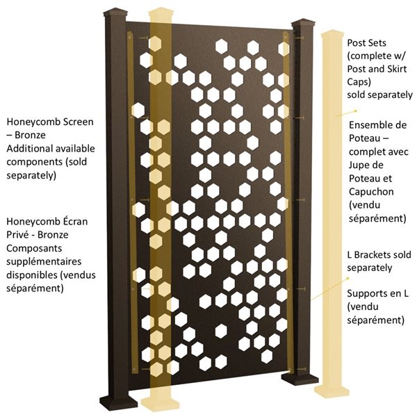 Sunbelly 36.25-in Honeycomb Aluminum Bronze Privacy Screen Panel