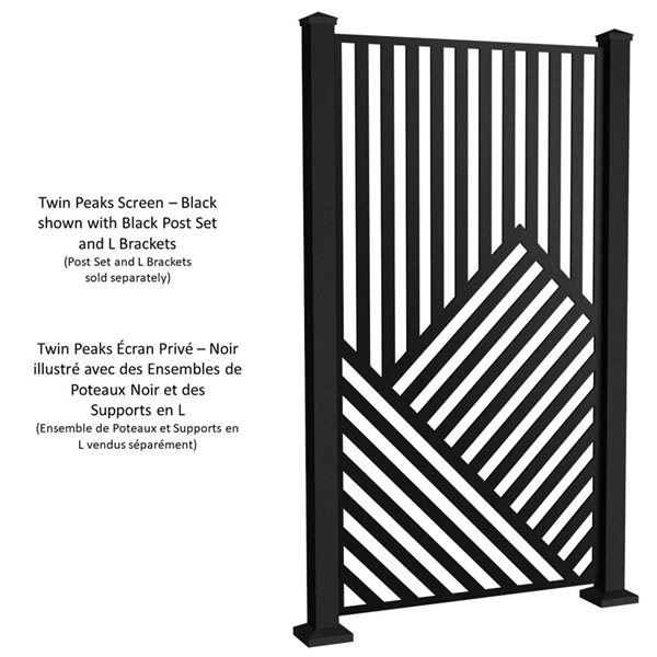 Sunbelly 36.25-in Twin Peaks Aluminum Black Privacy Screen Panel