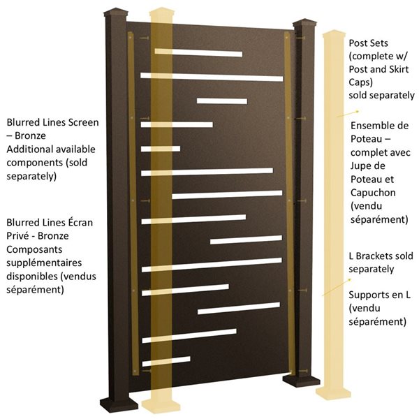 Sunbelly 36.25-in Blurred Lines Aluminum Bronze Privacy Screen Panel