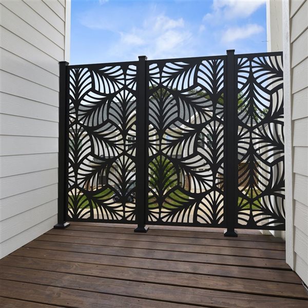 Sunbelly 36.25-in Palms & Fronds Aluminum Black Privacy Screen Panel