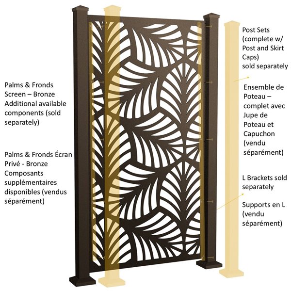 Sunbelly 36.25-in Palms & Fronds Aluminum Bronze Privacy Screen Panel