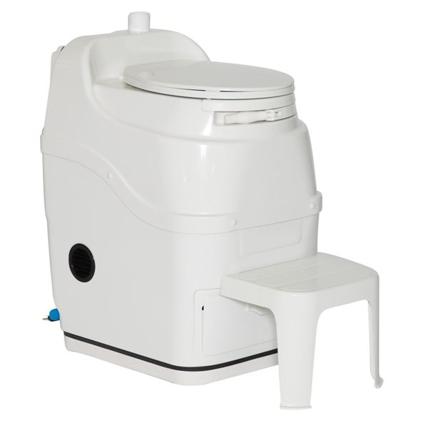 Sun-Mar Spacesaver White Fibreglass Gravity Fed Electric Composting Toilet - Touchless Flush