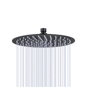 RAINLEX 10-in Round Ultra-Thin Rain Fixed Shower Head in Matte Black