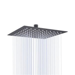 RAINLEX 12-in Square Ultra-Thin Rain Fixed Shower Head in Matte Black