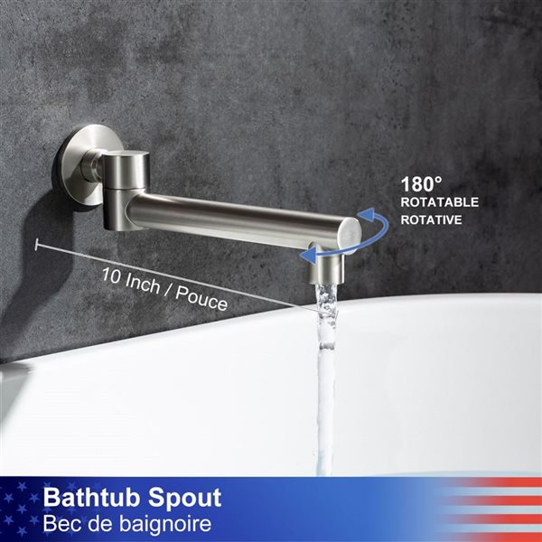 RAINLEX Single-Handle Wall Mount Roman Tub Faucet with Swivel Tub Spout and Rough-in Valve in Brushed Nickel