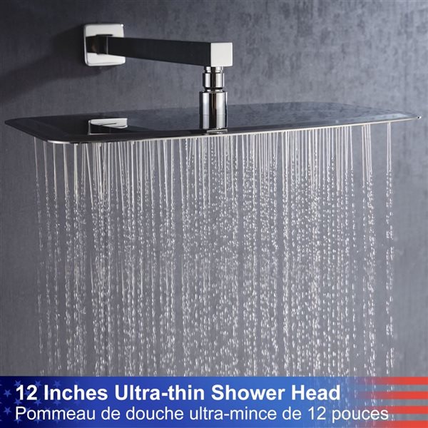 RAINLEX 12-in 1-Handle 3-Sprays Hand Shower Wall Mount Shower Faucet in Chrome