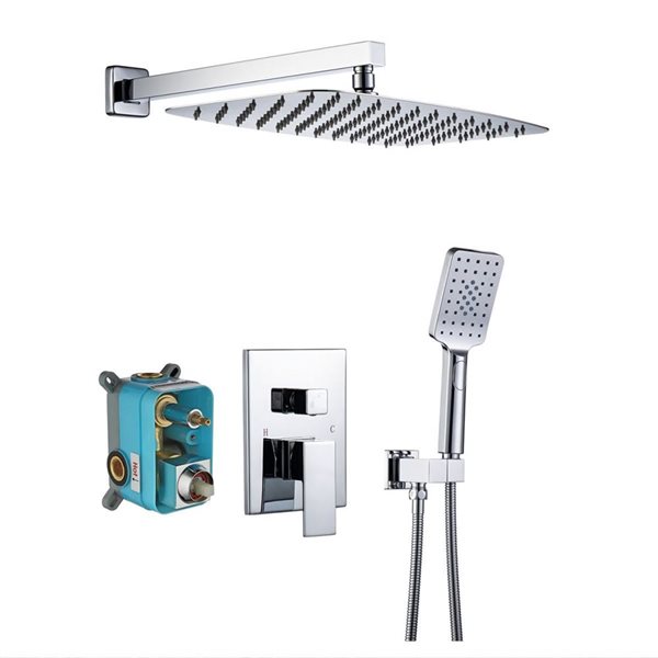 RAINLEX 12-in 1-Handle 3-Sprays Hand Shower Wall Mount Shower Faucet in Chrome