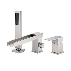 RAINLEX Single-Handle Wall Mounted Roman Tub Faucet with Diverter and Handshower in Brushed Nickel