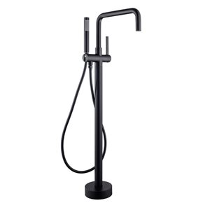 RAINLEX Single-Handle Floor Mounted Tub Filler with Diverter and Hand Shower in Matte Black