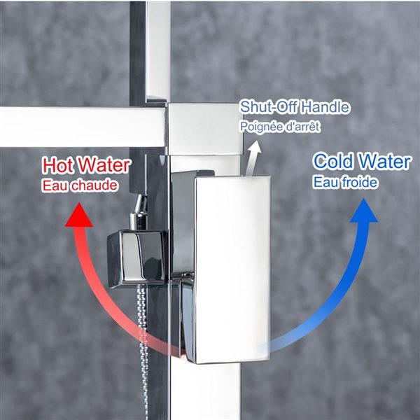 RAINLEX Single-Handle Floor Mounted Waterfall Tub Faucet with Diverter and Handshower in Chrome