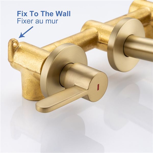 RAINLEX Double Handle Wall Mounted Tub Faucet in Brushed Gold