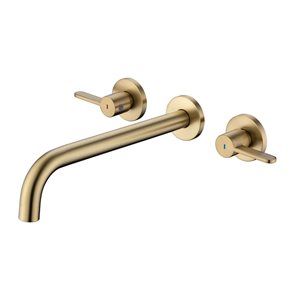 RAINLEX Double Handle Wall Mounted Tub Faucet in Brushed Gold