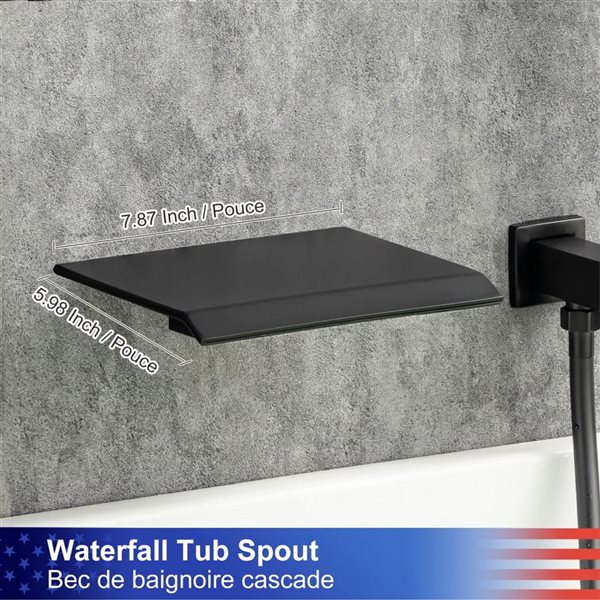 RAINLEX 1-Handle 3-Sprays Hand Shower Wall Mount Roman Tub Faucet in Matte Black