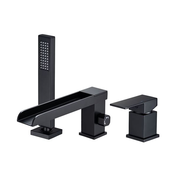 RAINLEX Single-Handle Wall Mounted Roman Tub Faucet with Diverter and Handshower in Matte Black