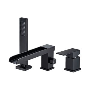 RAINLEX Single-Handle Wall Mounted Roman Tub Faucet with Diverter and Handshower in Matte Black