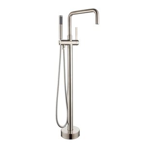 RAINLEX Single-Handle Floor Mounted Tub Filler with Diverter and Hand Shower in Brushed Nickel