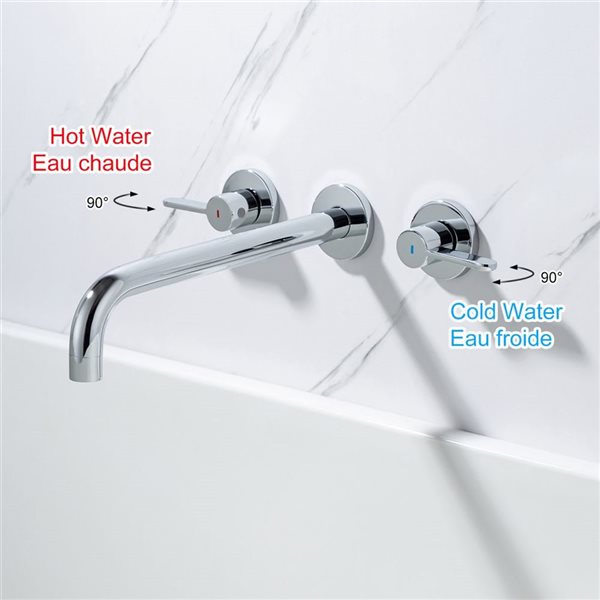 RAINLEX Double Handle Wall Mounted Tub Faucet in Chrome