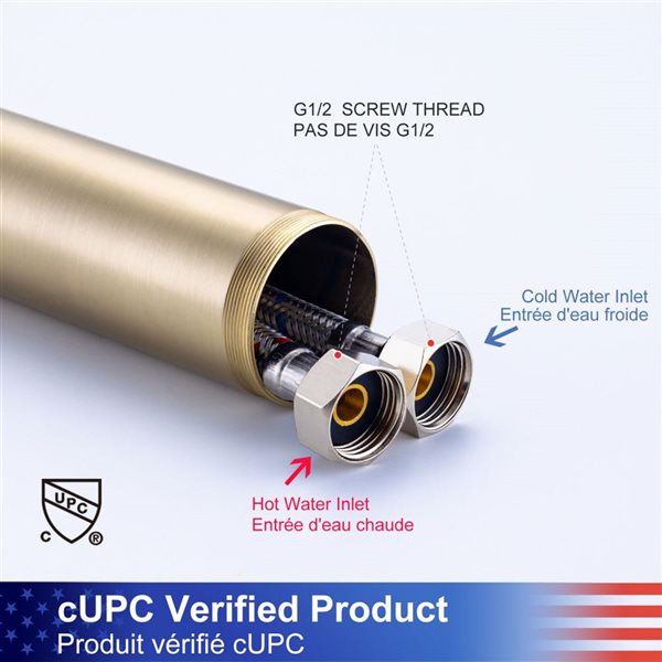 RAINLEX Single-Handle Floor Mounted Tub Filler with Diverter and Hand Shower in Brushed Gold