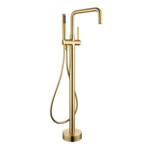 RAINLEX Single-Handle Floor Mounted Tub Filler with Diverter and Hand Shower in Brushed Gold