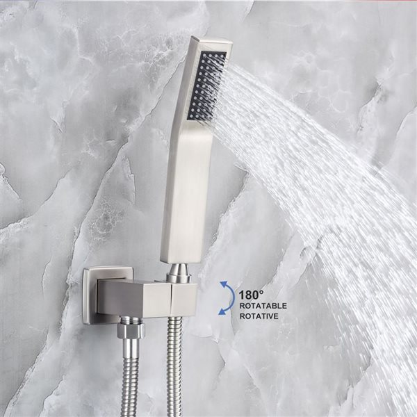 RAINLEX 10-in Single-Handle 3-Sprays Square Showerhead Rainfall Shower Faucet and Tub in Brushed Nickel