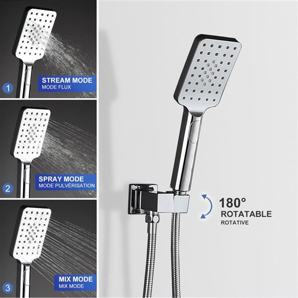 RAINLEX 10-in 1-Handle 3-Sprays Hand Shower Wall Mount Shower Faucet in Chrome