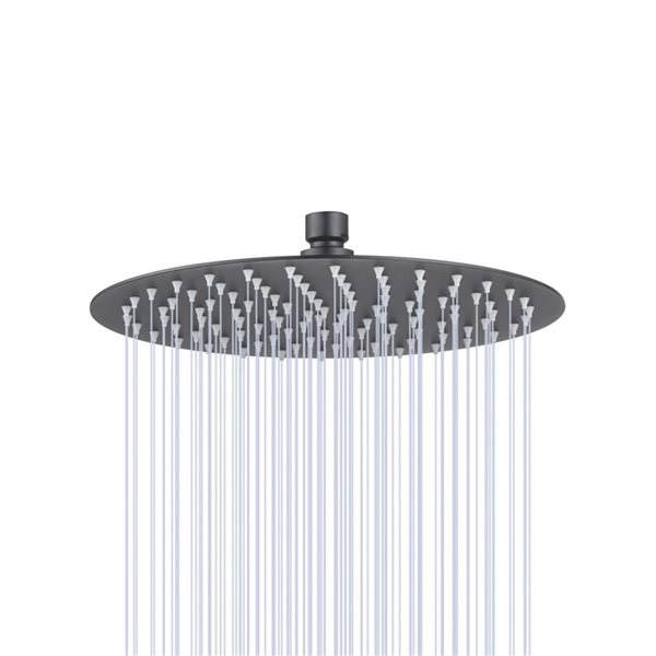 RAINLEX 8-in Round Ultra-Thin Rain Fixed Shower Head in Matte Black