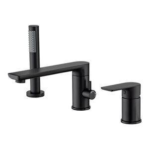 RAINLEX Single-Handle Wall Mounted Roman Tub Faucet with Diverter and Handshower in Matte Black