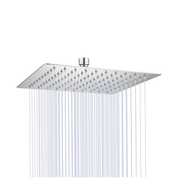 RAINLEX 12-in Square Ultra-Thin Rain Fixed Shower Head in Brushed Nickel