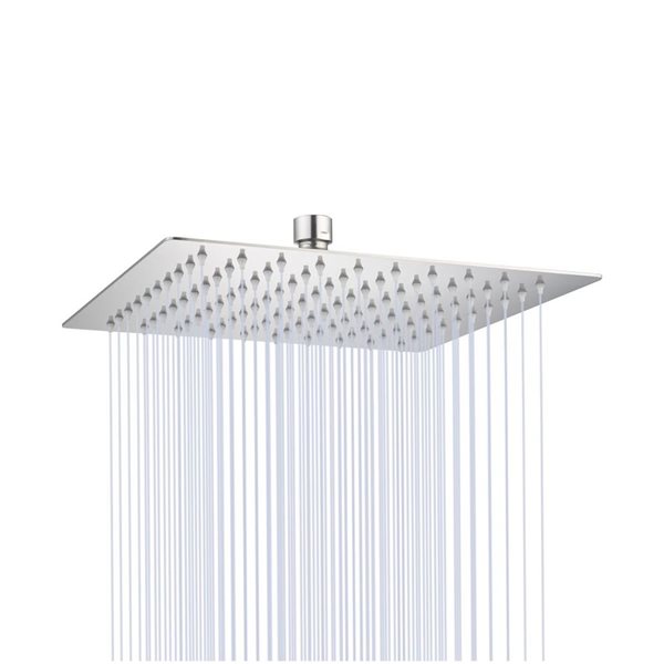 12-Inch LED Square Rainfall Shower Head – Ultra Thin – Brushed Nickel