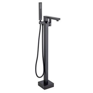 RAINLEX 1 Handle Floor Mounted Clawfoot Tub Faucet with Diverter and Hand Shower in Matte Black