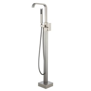 RAINLEX Single Handle Floor Mounted Freestanding Tub Faucet with Handheld Shower in Brushed Nickel