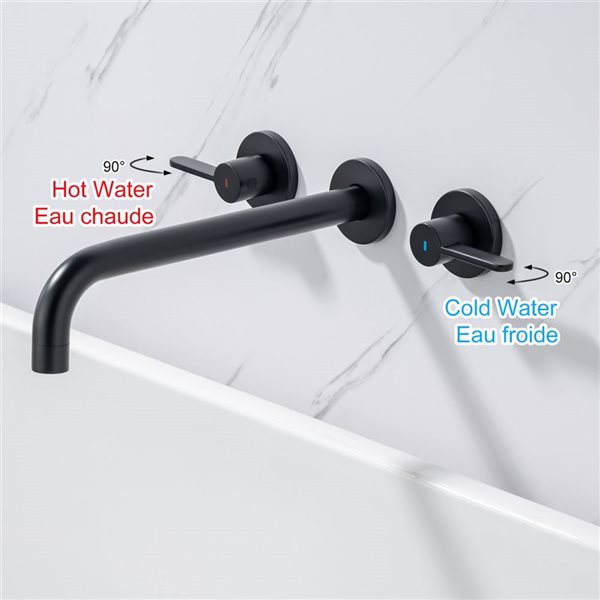 RAINLEX Double Handle Wall Mounted Tub Faucet in Matte Black