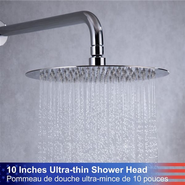 RAINLEX 10-in Showerhead Single-Handle 1-Spray Round High Pressure Shower Faucet in Chrome